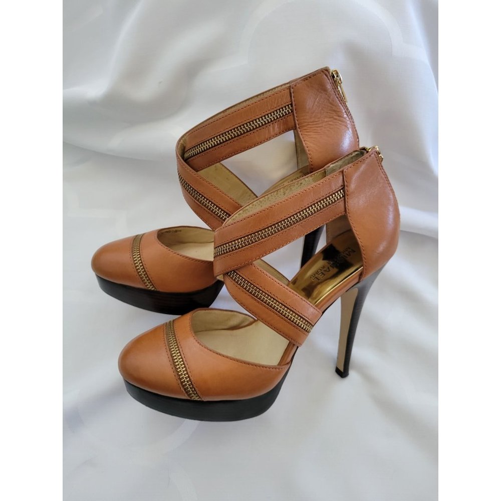 Michael Kors Brown Leather Platform Stilettos Size 9 - Picture 8 of 14